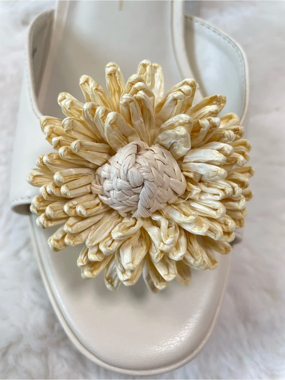 Dolce Vita Cream Platform Sandals with Floral Appliqué, Size 10